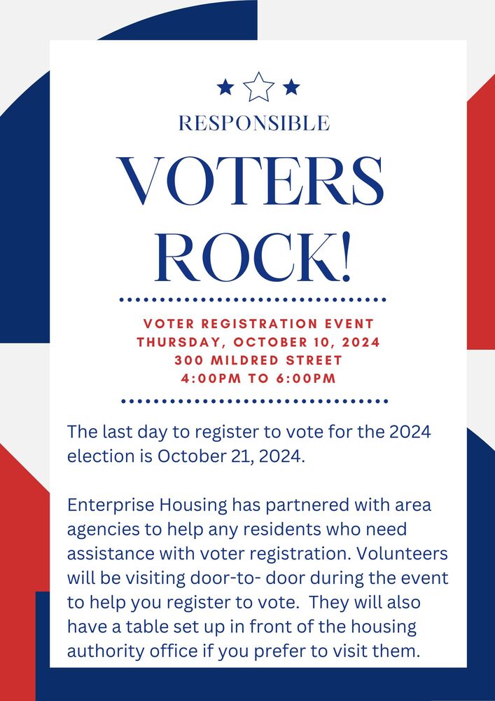 Voter Registration Event October 10 4 pm to 6 pm