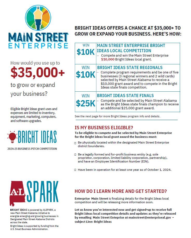 Main Street Enterprise Bright Ideas Flyer Page 1